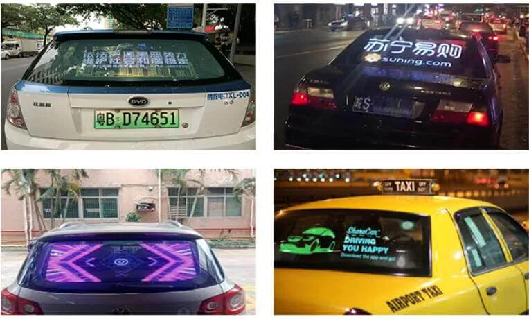 Ventana trasera del coche transparente Led Display,ventana trasera del coche pantalla digital,ventana del coche de publicidad digital,ventana trasera led pantalla